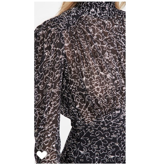 Ba&sh | Acia Metallic Embroidery Open Back Long Sleeve Dress Size 0 NEW - Picture 16 of 16